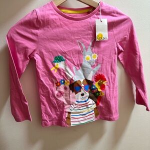 Mini Boden Pink Long Sleeve Tee with Animal Print